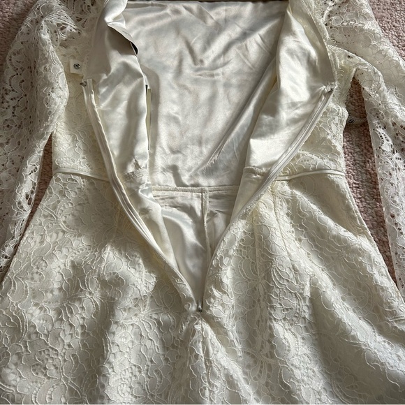 NWT BHLDN Lace Long Sleeve Romper Ivory SZ 6 Wedding Bridal Shower Bachelorette - Picture 15 of 16